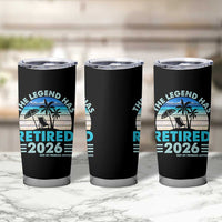 The Legend Has Retired 2026 Tumbler Cup Vintage Tropical Beach Sunset Graphic Ocean Vibes