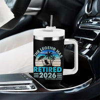 The Legend Has Retired 2026 Tumbler With Handle Vintage Tropical Beach Sunset Graphic Ocean Vibes