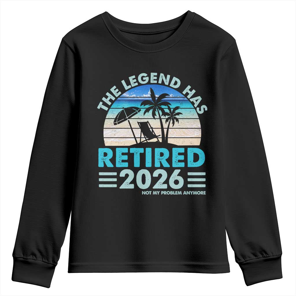 The Legend Has Retired 2026 Youth Sweatshirt Vintage Tropical Beach Sunset Graphic Ocean Vibes