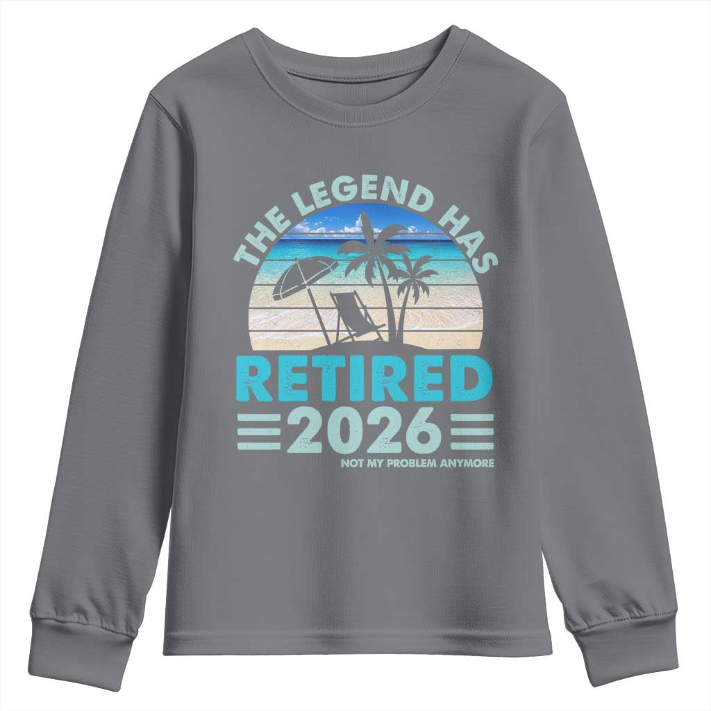 The Legend Has Retired 2026 Youth Sweatshirt Vintage Tropical Beach Sunset Graphic Ocean Vibes
