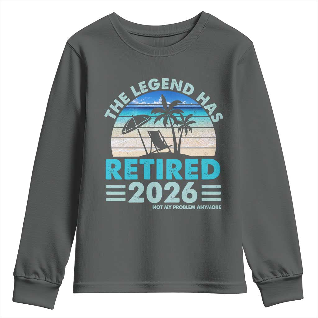The Legend Has Retired 2026 Youth Sweatshirt Vintage Tropical Beach Sunset Graphic Ocean Vibes