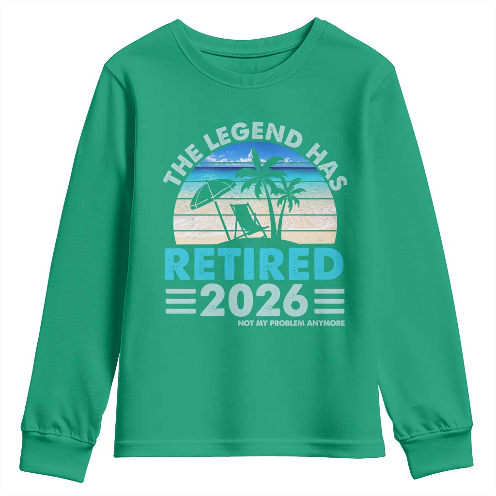 The Legend Has Retired 2026 Youth Sweatshirt Vintage Tropical Beach Sunset Graphic Ocean Vibes