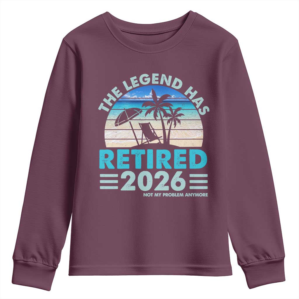 The Legend Has Retired 2026 Youth Sweatshirt Vintage Tropical Beach Sunset Graphic Ocean Vibes