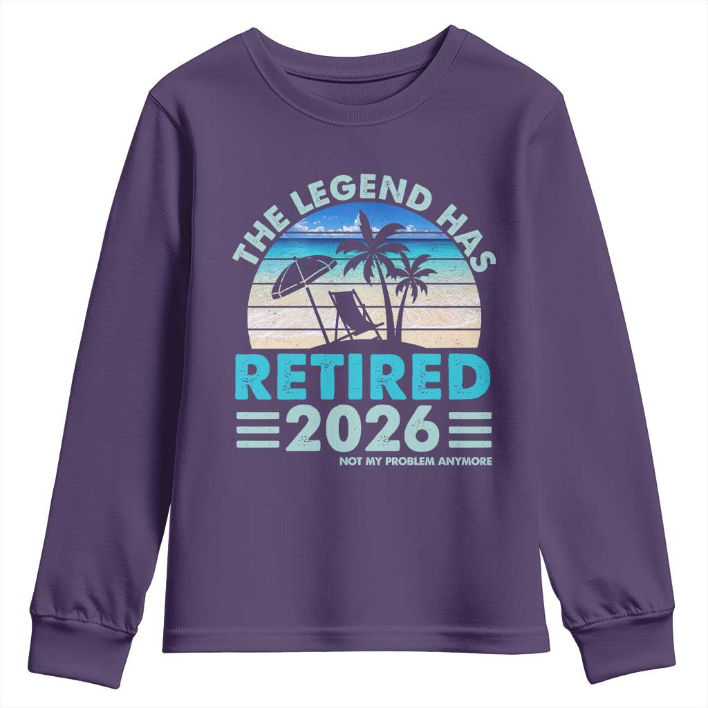 The Legend Has Retired 2026 Youth Sweatshirt Vintage Tropical Beach Sunset Graphic Ocean Vibes