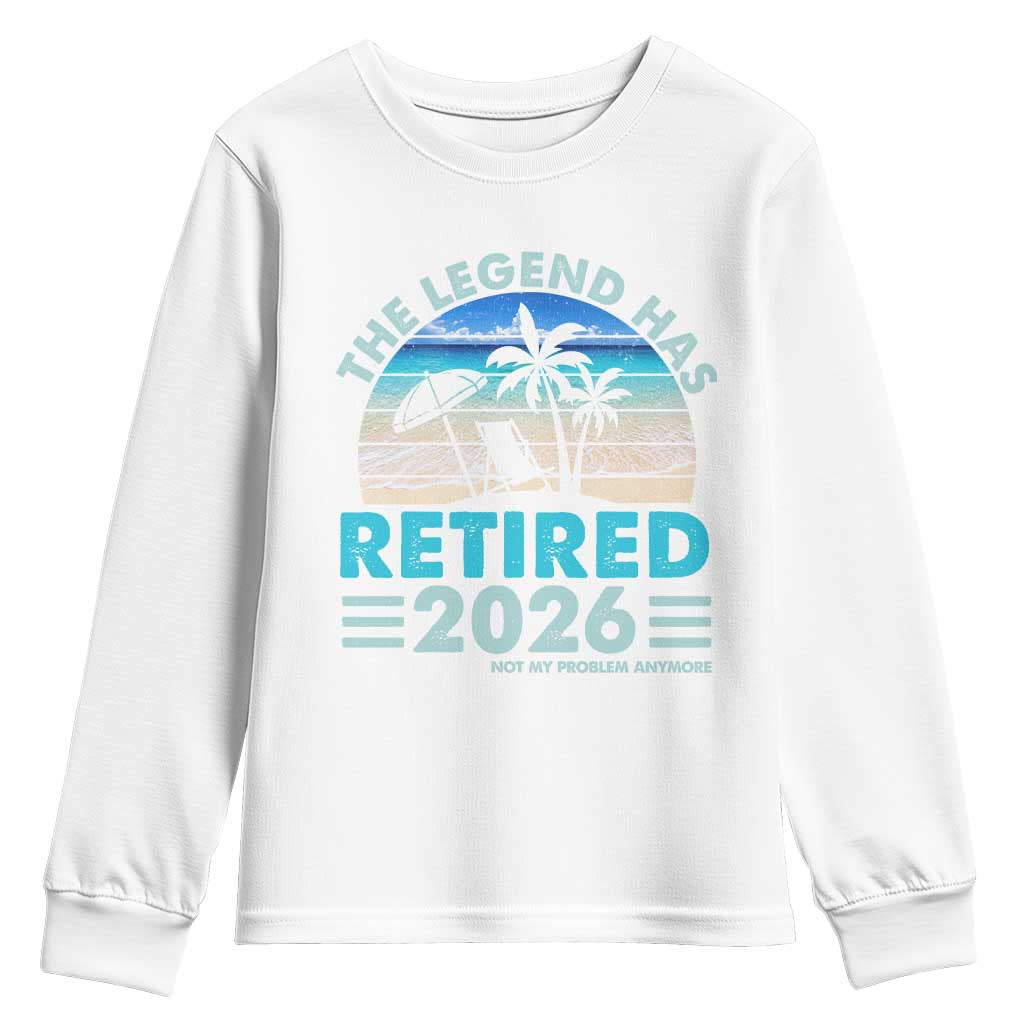 The Legend Has Retired 2026 Youth Sweatshirt Vintage Tropical Beach Sunset Graphic Ocean Vibes