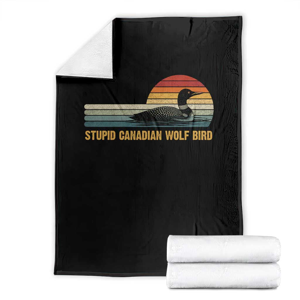 Stupid Canadian Wolf Bird Throw Blanket Retro LGBT Hockey Fan - Wonder Print Shop
