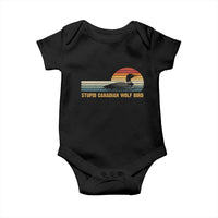 Stupid Canadian Wolf Bird Baby Onesie Retro LGBT Hockey Fan - Wonder Print Shop