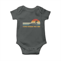 Stupid Canadian Wolf Bird Baby Onesie Retro LGBT Hockey Fan - Wonder Print Shop