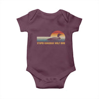 Stupid Canadian Wolf Bird Baby Onesie Retro LGBT Hockey Fan - Wonder Print Shop
