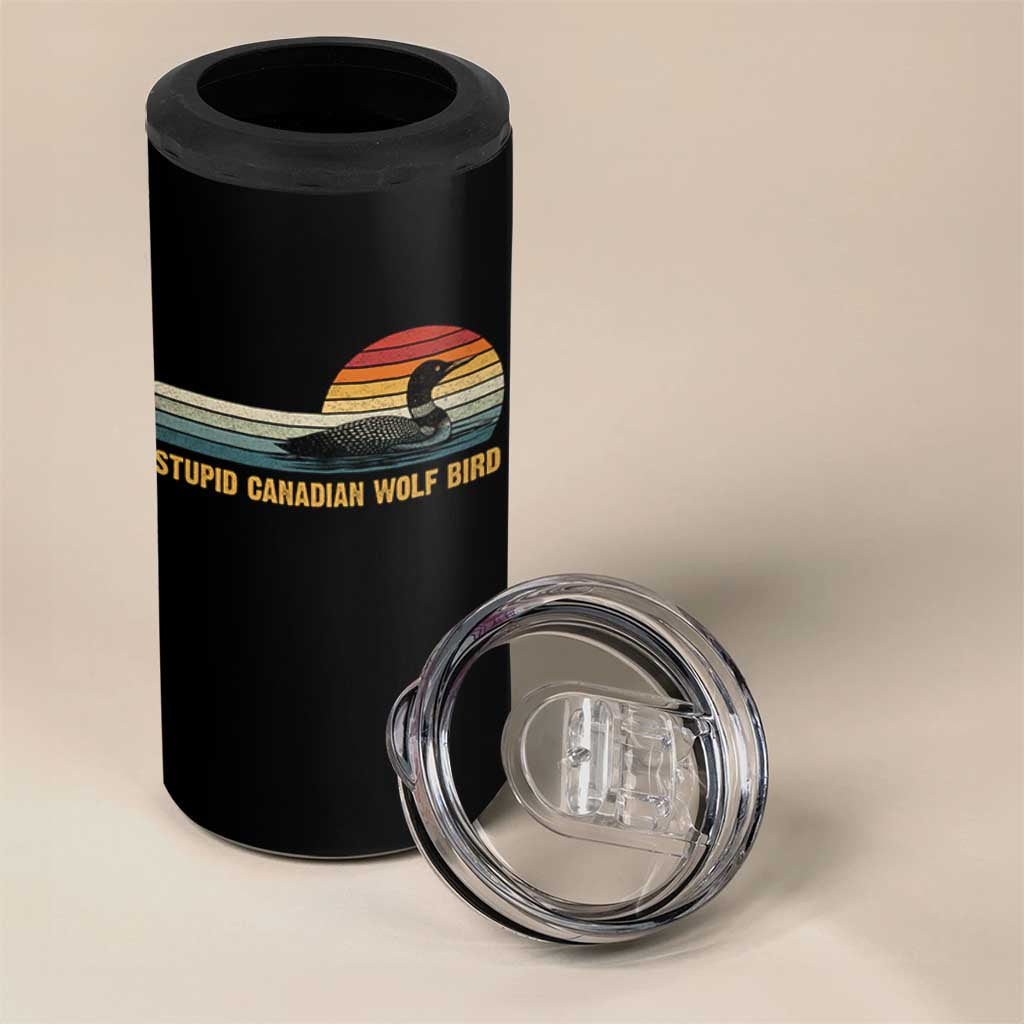 Stupid Canadian Wolf Bird 4 in 1 Can Cooler Tumbler Retro LGBT Hockey Fan - Wonder Print Shop