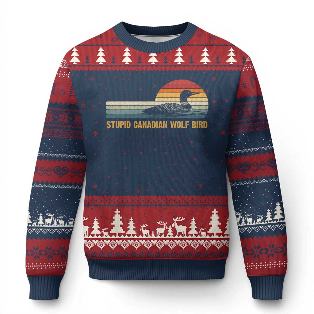 Stupid Canadian Wolf Bird Ugly Christmas Sweater Retro LGBT Hockey Fan - Wonder Print Shop