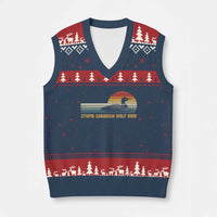 Stupid Canadian Wolf Bird V-Neck Knit Sweater Vest Retro LGBT Hockey Fan - Wonder Print Shop