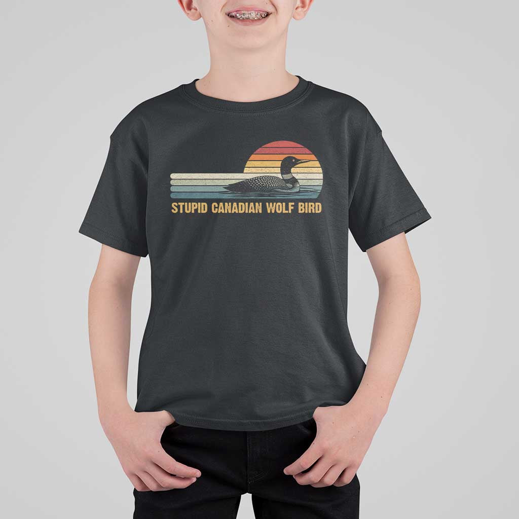 Stupid Canadian Wolf Bird T Shirt For Kid Retro LGBT Hockey Fan - Wonder Print Shop