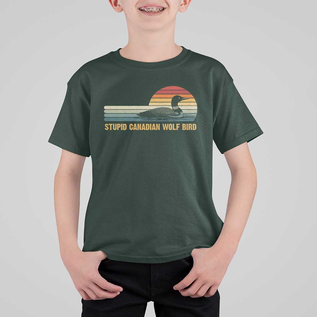Stupid Canadian Wolf Bird T Shirt For Kid Retro LGBT Hockey Fan - Wonder Print Shop