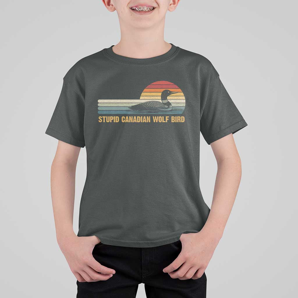 Stupid Canadian Wolf Bird T Shirt For Kid Retro LGBT Hockey Fan - Wonder Print Shop