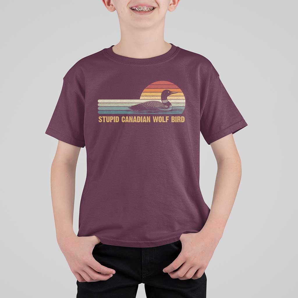 Stupid Canadian Wolf Bird T Shirt For Kid Retro LGBT Hockey Fan - Wonder Print Shop