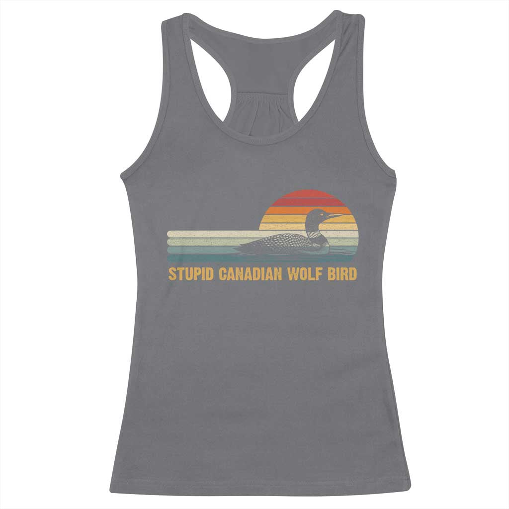 Stupid Canadian Wolf Bird Racerback Tank Top Retro LGBT Hockey Fan - Wonder Print Shop