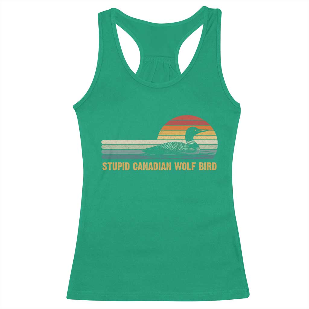 Stupid Canadian Wolf Bird Racerback Tank Top Retro LGBT Hockey Fan - Wonder Print Shop
