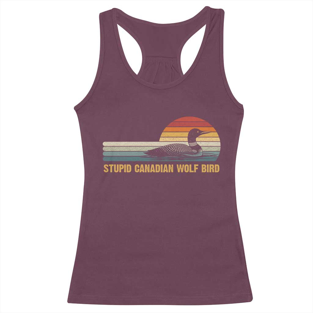 Stupid Canadian Wolf Bird Racerback Tank Top Retro LGBT Hockey Fan - Wonder Print Shop