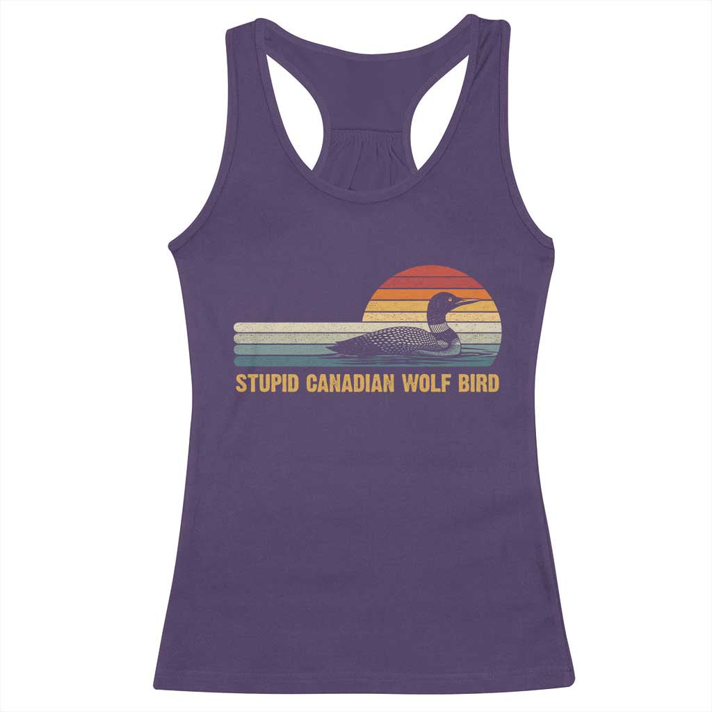 Stupid Canadian Wolf Bird Racerback Tank Top Retro LGBT Hockey Fan - Wonder Print Shop