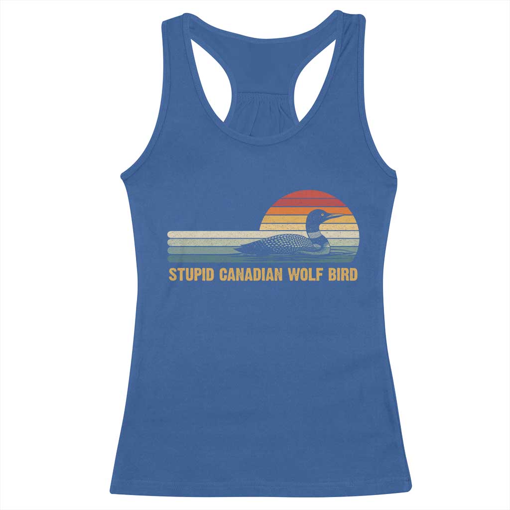 Stupid Canadian Wolf Bird Racerback Tank Top Retro LGBT Hockey Fan - Wonder Print Shop