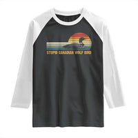 Stupid Canadian Wolf Bird Raglan Shirt Retro LGBT Hockey Fan - Wonder Print Shop