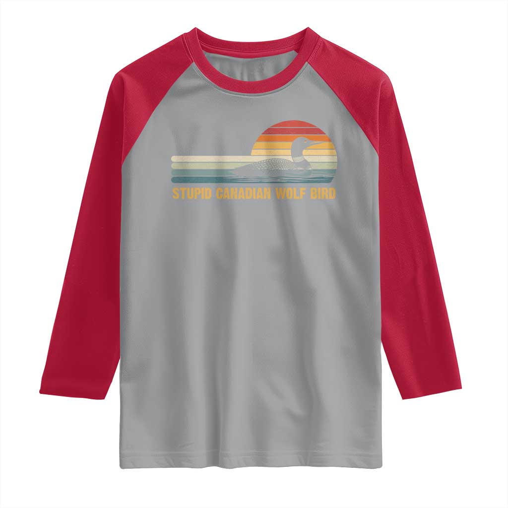 Stupid Canadian Wolf Bird Raglan Shirt Retro LGBT Hockey Fan - Wonder Print Shop
