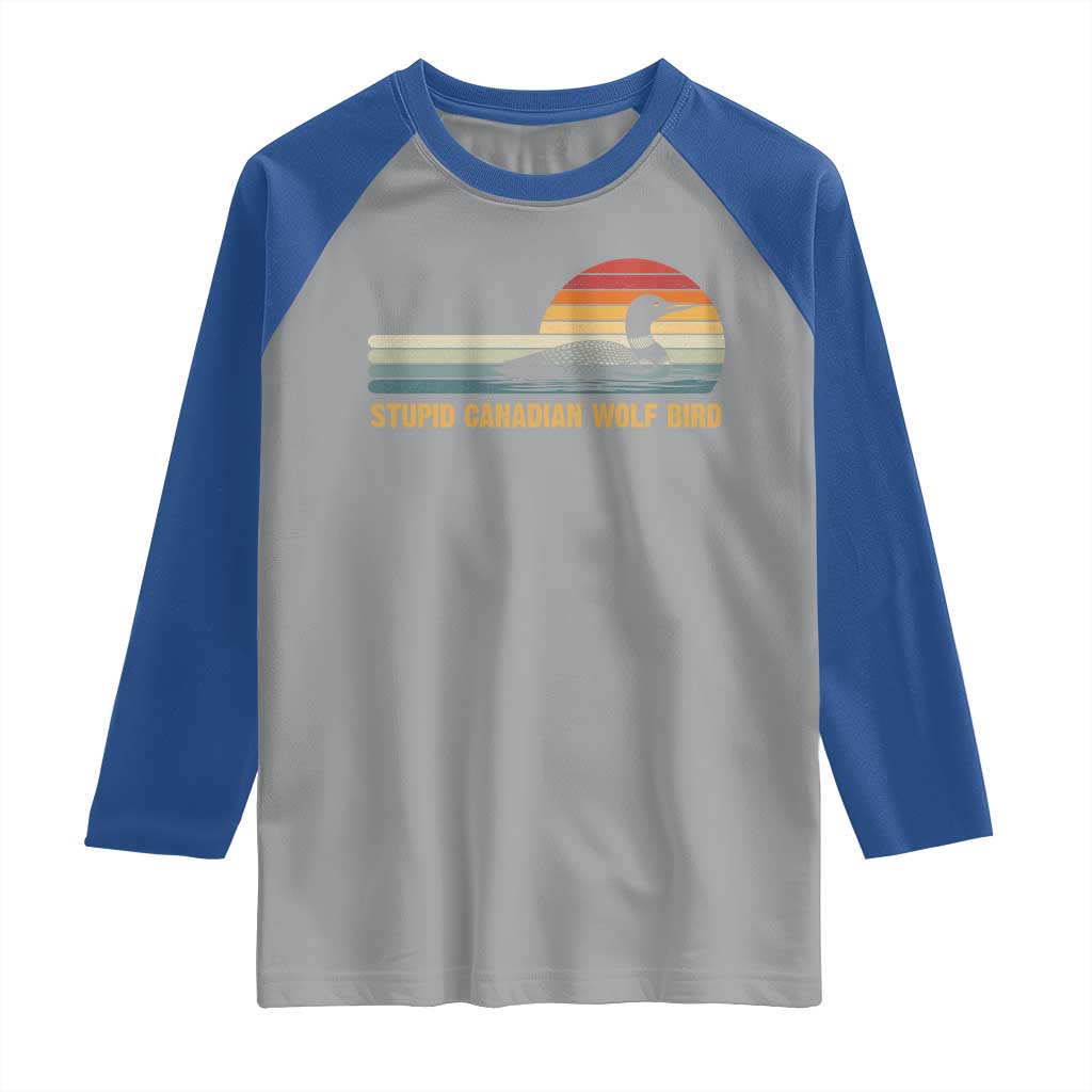 Stupid Canadian Wolf Bird Raglan Shirt Retro LGBT Hockey Fan - Wonder Print Shop