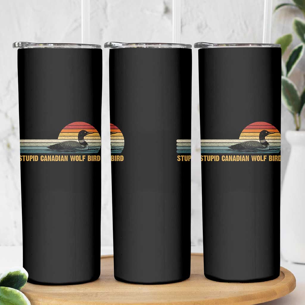 Stupid Canadian Wolf Bird Skinny Tumbler Retro LGBT Hockey Fan - Wonder Print Shop