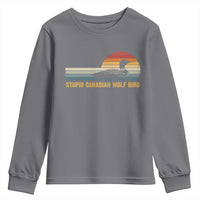 Stupid Canadian Wolf Bird Youth Sweatshirt Retro LGBT Hockey Fan - Wonder Print Shop