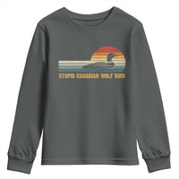 Stupid Canadian Wolf Bird Youth Sweatshirt Retro LGBT Hockey Fan - Wonder Print Shop