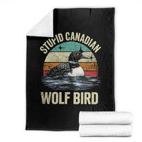 Stupid Canadian Wolf Bird Throw Blanket Funny Retro LGBT Romance Hockey Fan - Wonder Print Shop