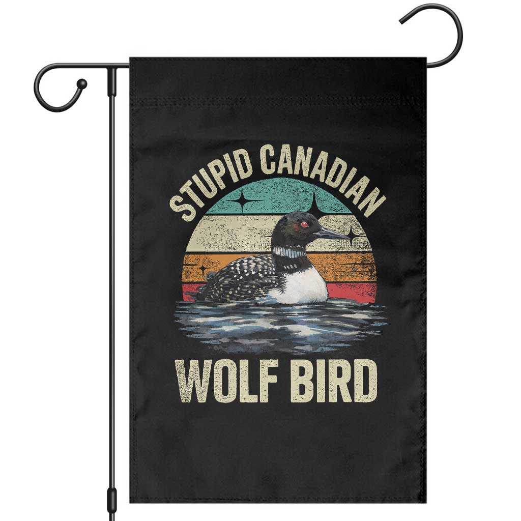 Stupid Canadian Wolf Bird Garden Flag Funny Retro LGBT Romance Hockey Fan - Wonder Print Shop
