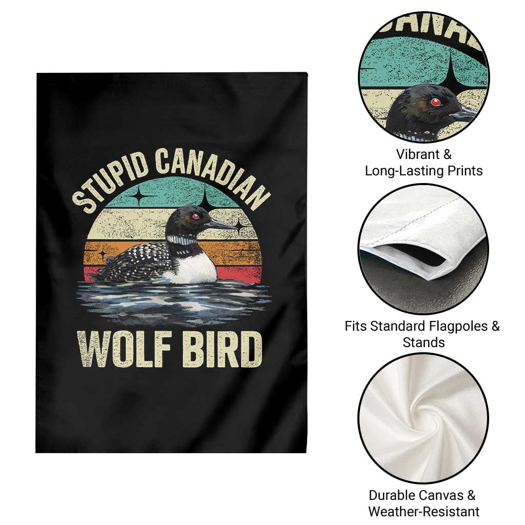 Stupid Canadian Wolf Bird Garden Flag Funny Retro LGBT Romance Hockey Fan - Wonder Print Shop