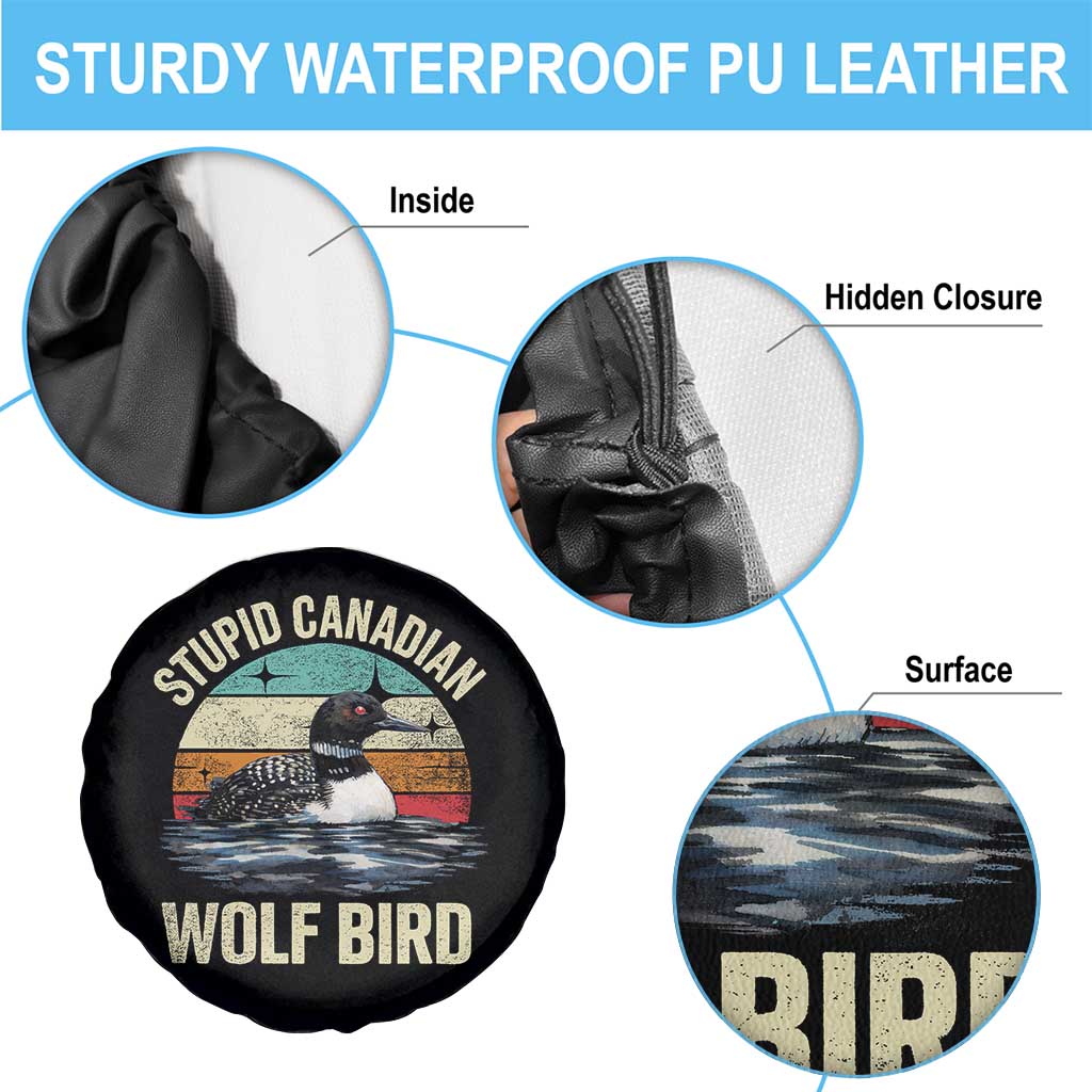 Stupid Canadian Wolf Bird Spare Tire Cover Funny Retro LGBT Romance Hockey Fan - Wonder Print Shop
