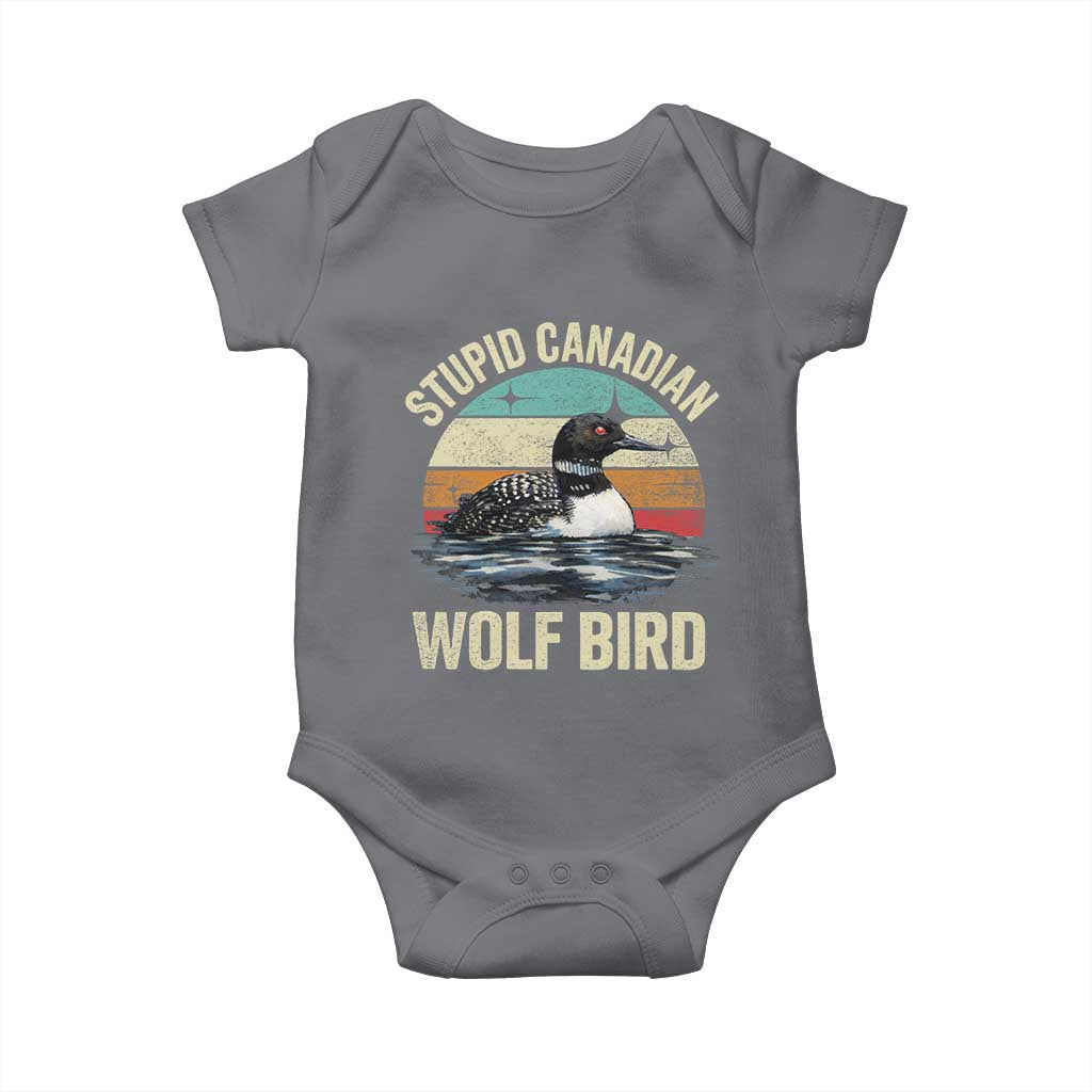 Stupid Canadian Wolf Bird Baby Onesie Funny Retro LGBT Romance Hockey Fan - Wonder Print Shop