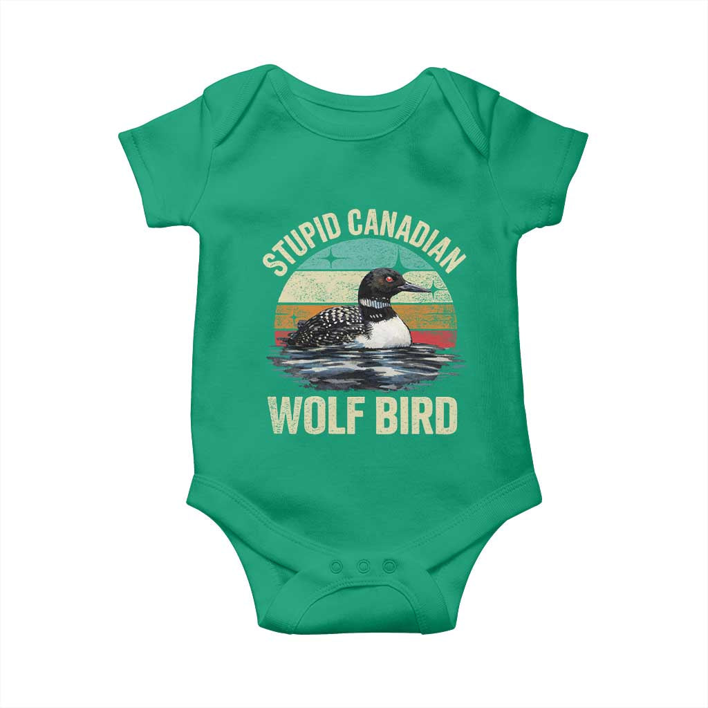 Stupid Canadian Wolf Bird Baby Onesie Funny Retro LGBT Romance Hockey Fan - Wonder Print Shop