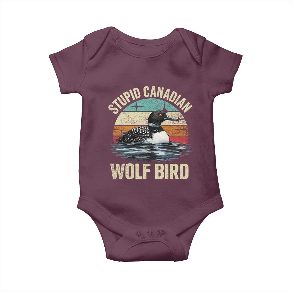 Stupid Canadian Wolf Bird Baby Onesie Funny Retro LGBT Romance Hockey Fan - Wonder Print Shop