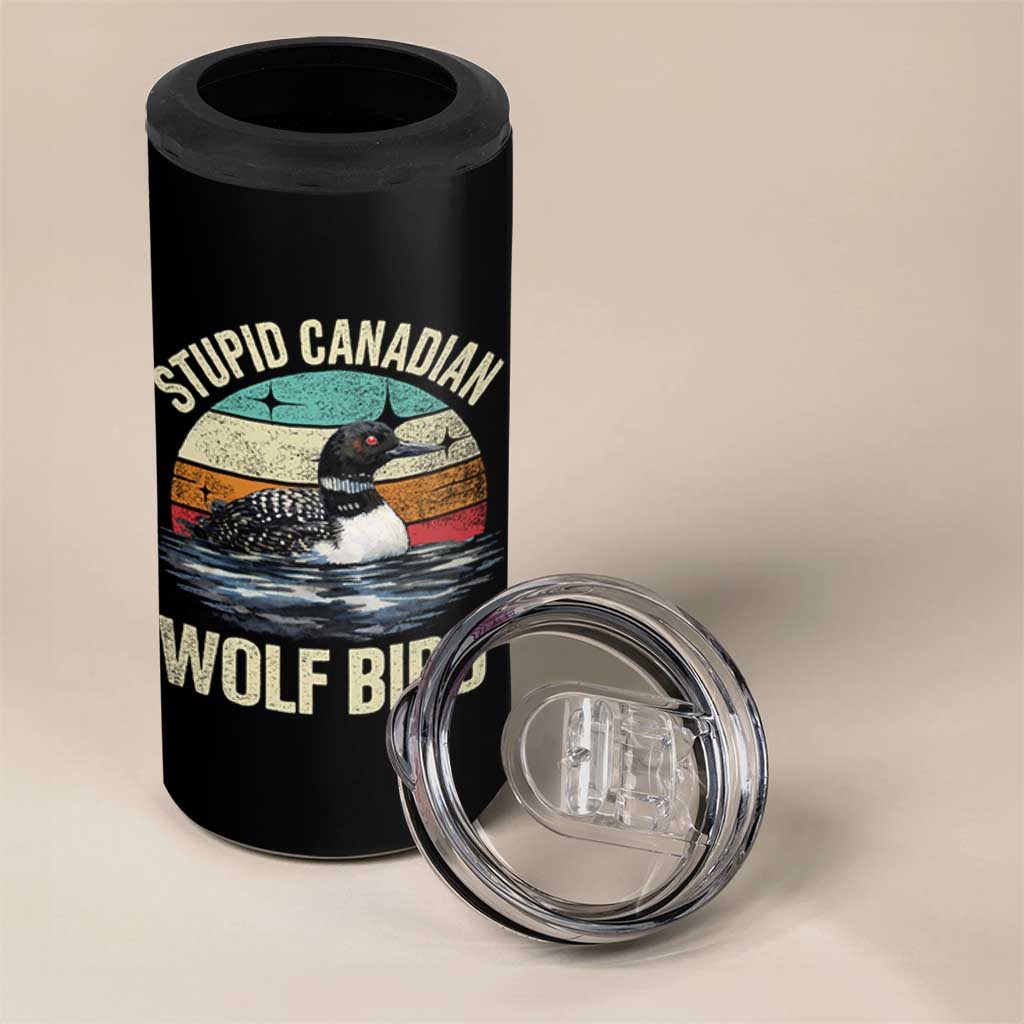 Stupid Canadian Wolf Bird 4 in 1 Can Cooler Tumbler Funny Retro LGBT Romance Hockey Fan - Wonder Print Shop