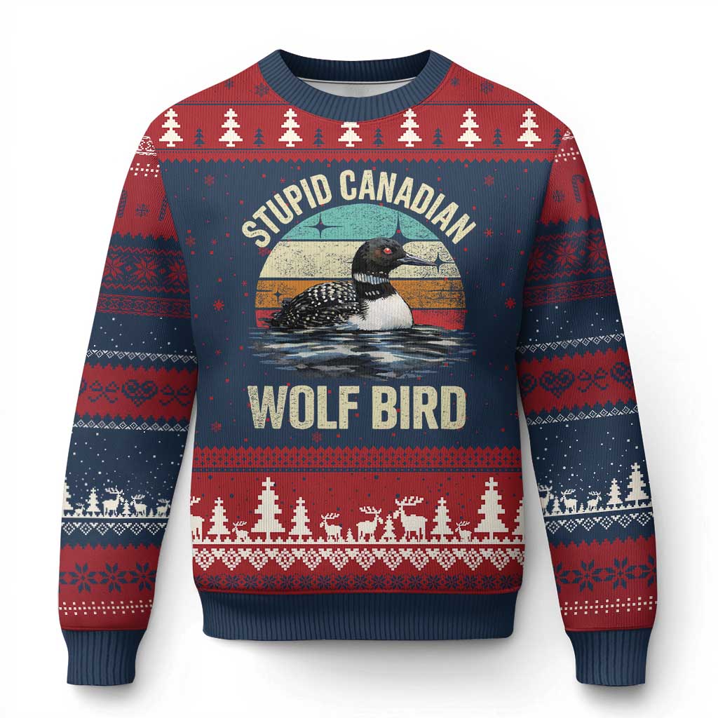 Stupid Canadian Wolf Bird Ugly Christmas Sweater Funny Retro LGBT Romance Hockey Fan - Wonder Print Shop