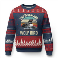 Stupid Canadian Wolf Bird Ugly Christmas Sweater Funny Retro LGBT Romance Hockey Fan - Wonder Print Shop