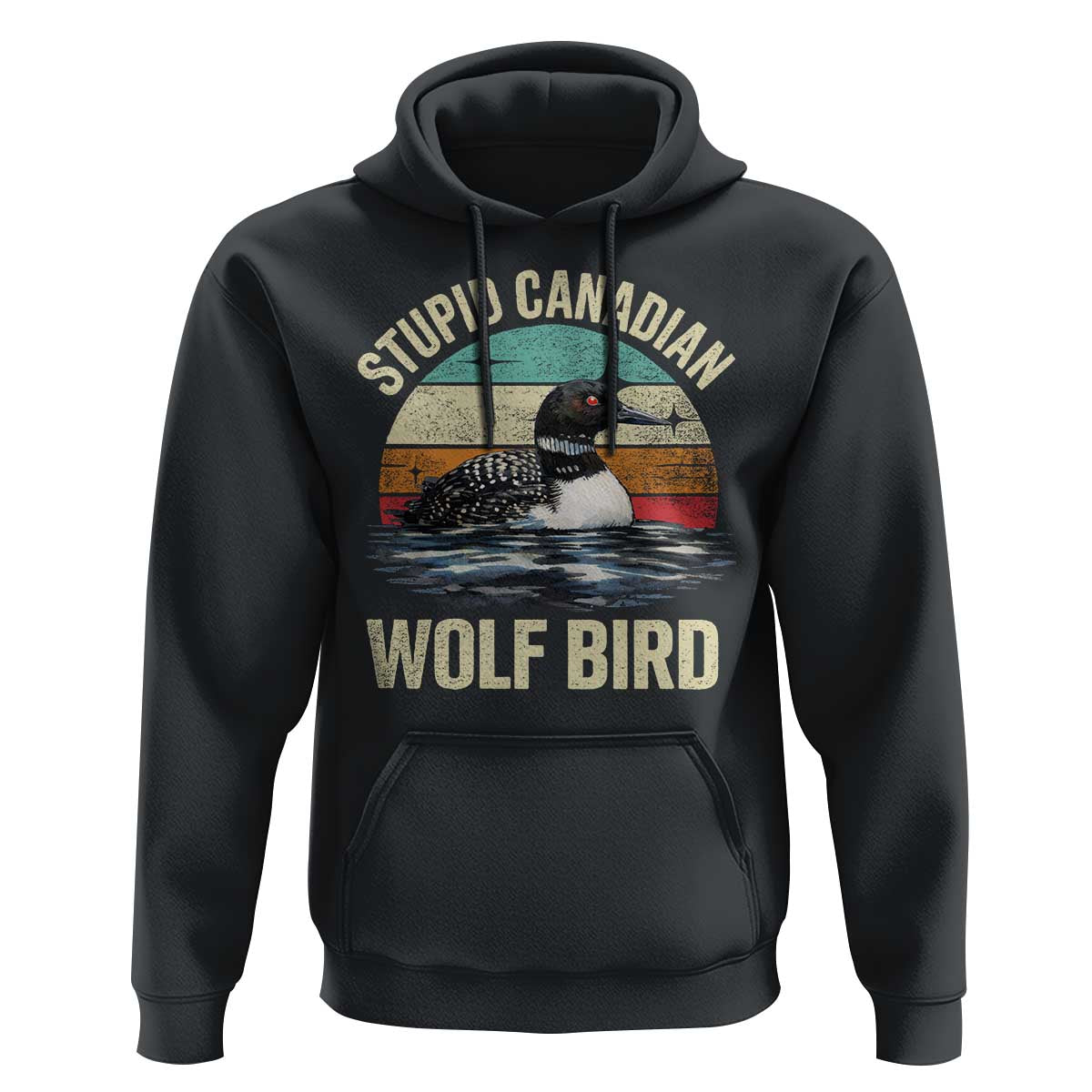 Stupid Canadian Wolf Bird Hoodie Funny Retro LGBT Romance Hockey Fan - Wonder Print Shop