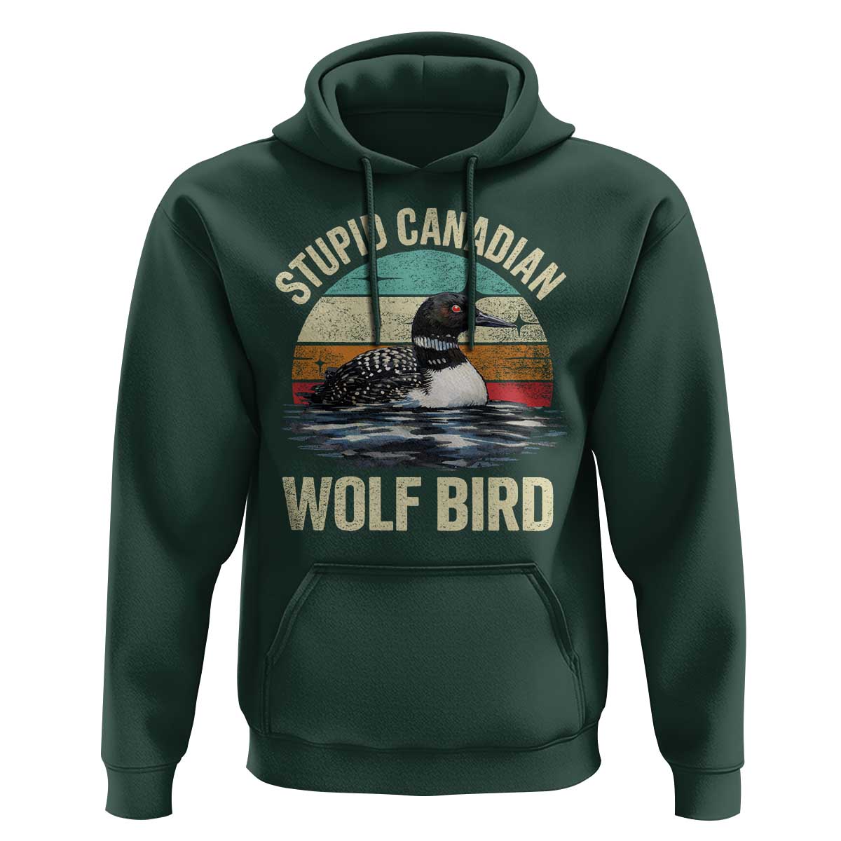 Stupid Canadian Wolf Bird Hoodie Funny Retro LGBT Romance Hockey Fan - Wonder Print Shop