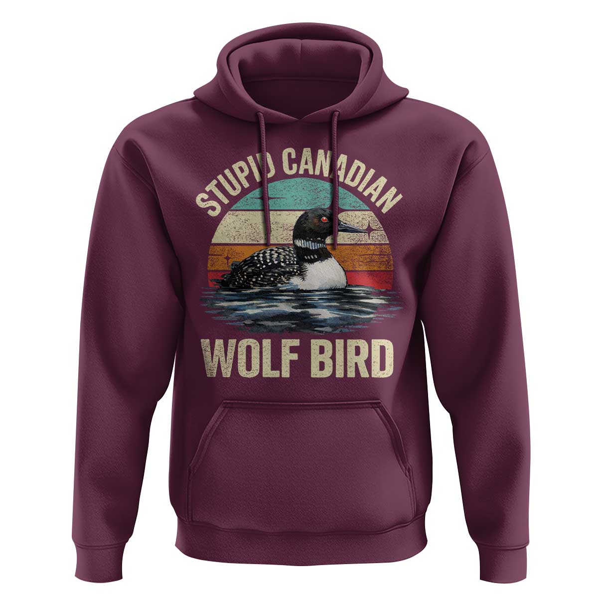 Stupid Canadian Wolf Bird Hoodie Funny Retro LGBT Romance Hockey Fan - Wonder Print Shop