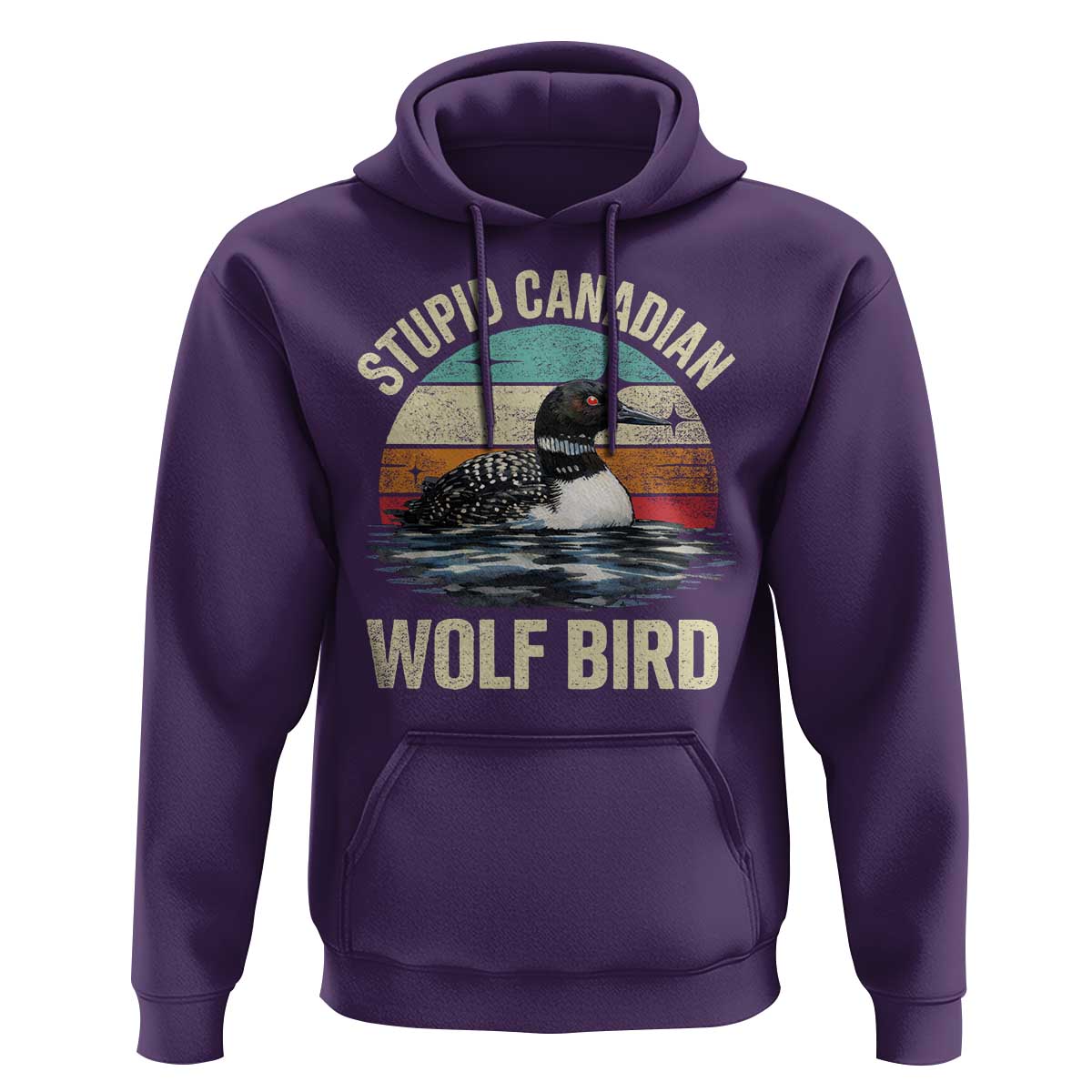 Stupid Canadian Wolf Bird Hoodie Funny Retro LGBT Romance Hockey Fan - Wonder Print Shop