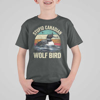 Stupid Canadian Wolf Bird T Shirt For Kid Funny Retro LGBT Romance Hockey Fan - Wonder Print Shop