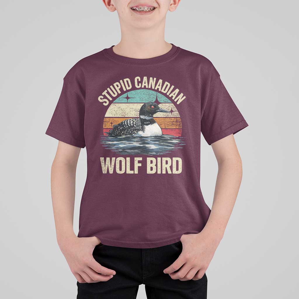 Stupid Canadian Wolf Bird T Shirt For Kid Funny Retro LGBT Romance Hockey Fan - Wonder Print Shop