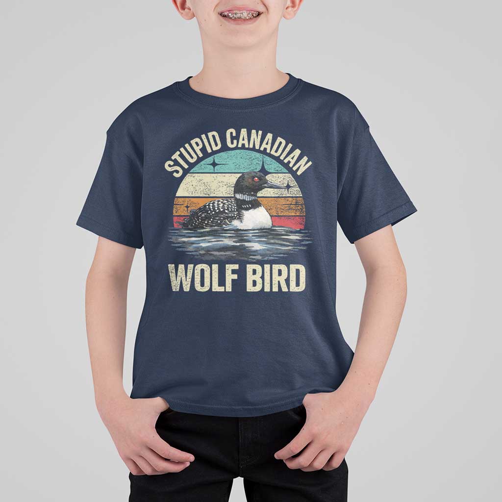 Stupid Canadian Wolf Bird T Shirt For Kid Funny Retro LGBT Romance Hockey Fan - Wonder Print Shop