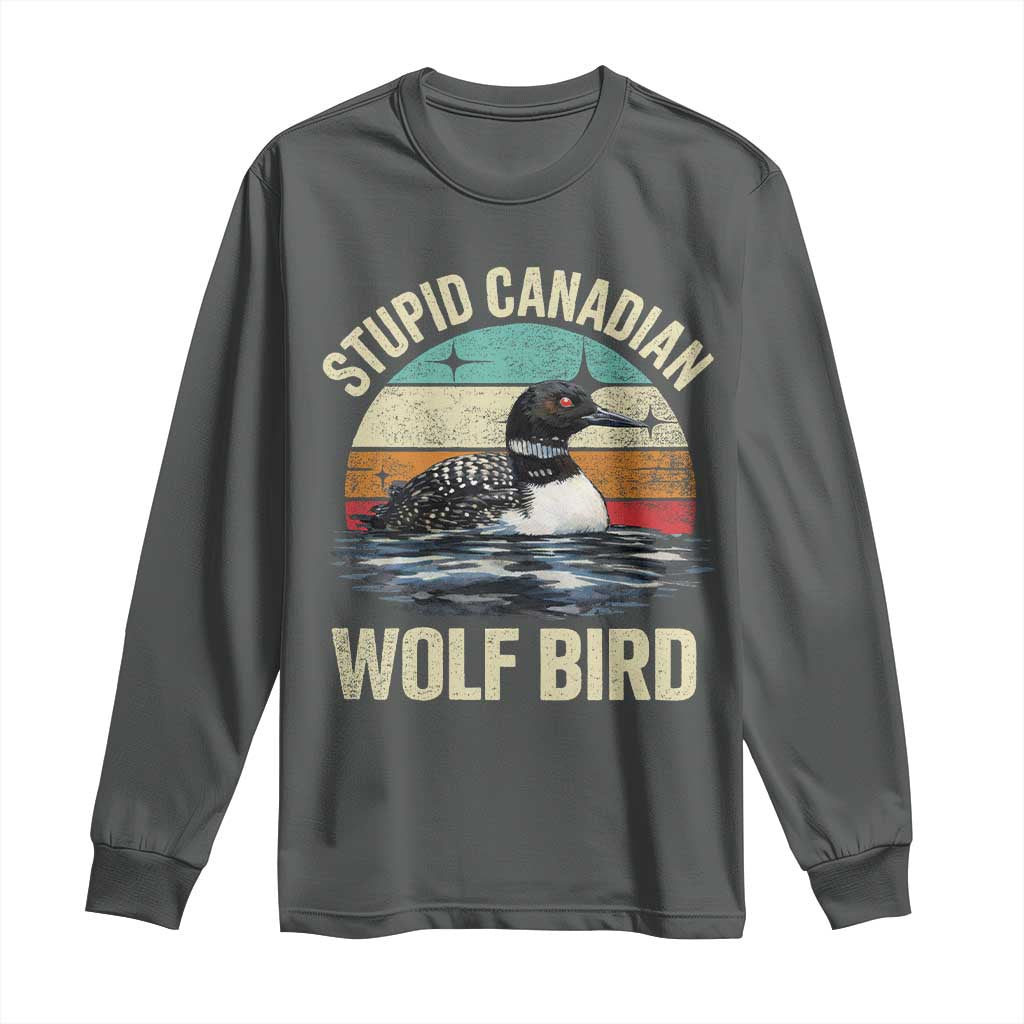 Stupid Canadian Wolf Bird Long Sleeve Shirt Funny Retro LGBT Romance Hockey Fan - Wonder Print Shop