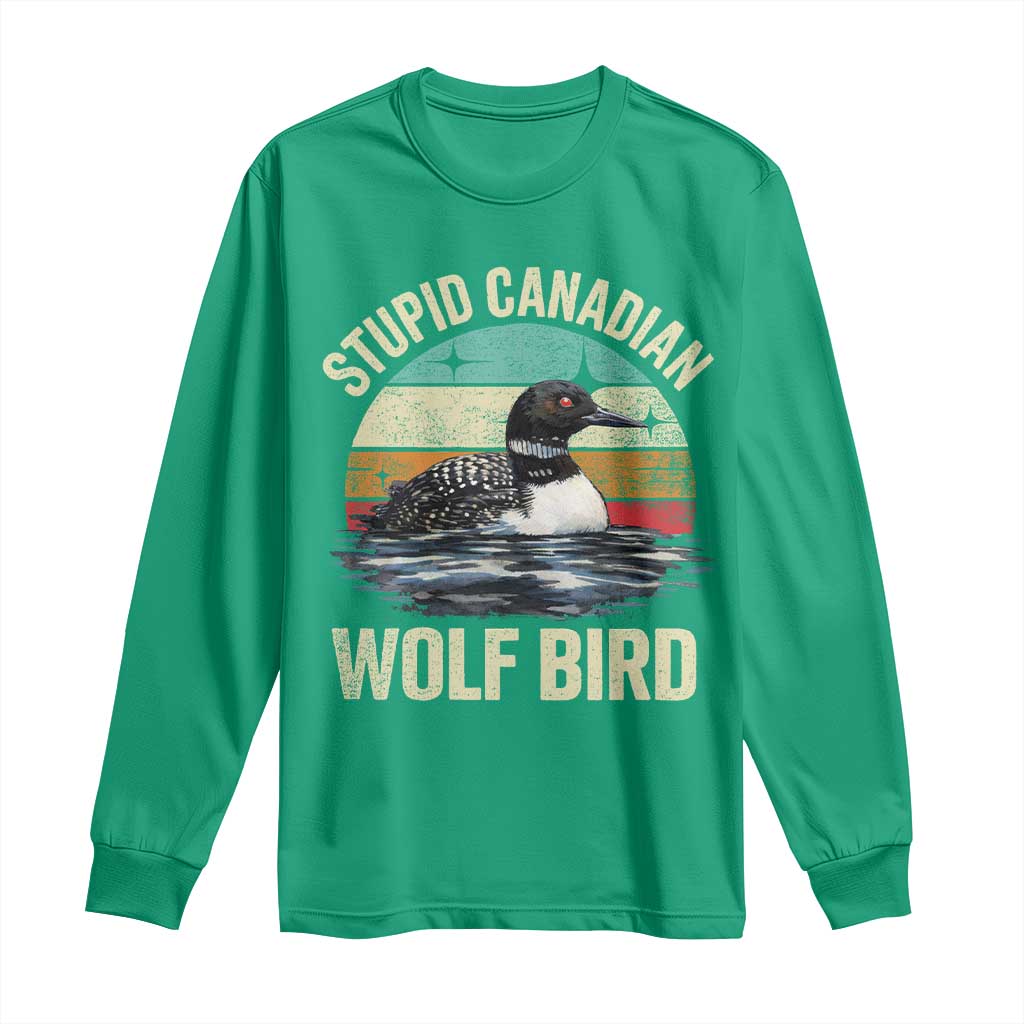 Stupid Canadian Wolf Bird Long Sleeve Shirt Funny Retro LGBT Romance Hockey Fan - Wonder Print Shop